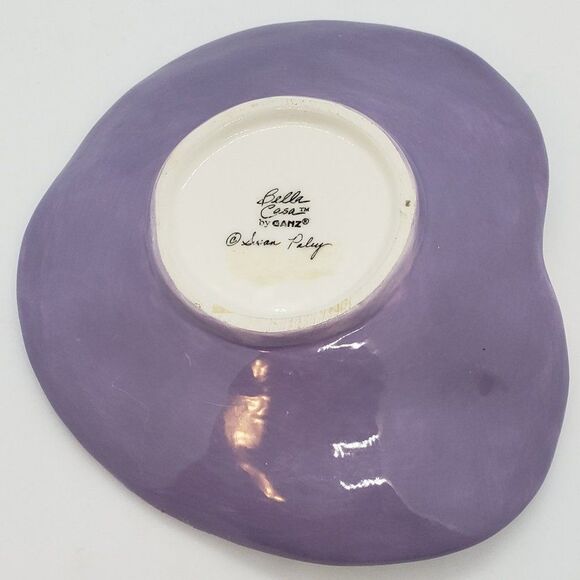 Bella Casa by Ganz Signed Susan Paley Purple Orange Flower Ceramic Cup & Saucer - Picture 6 of 13